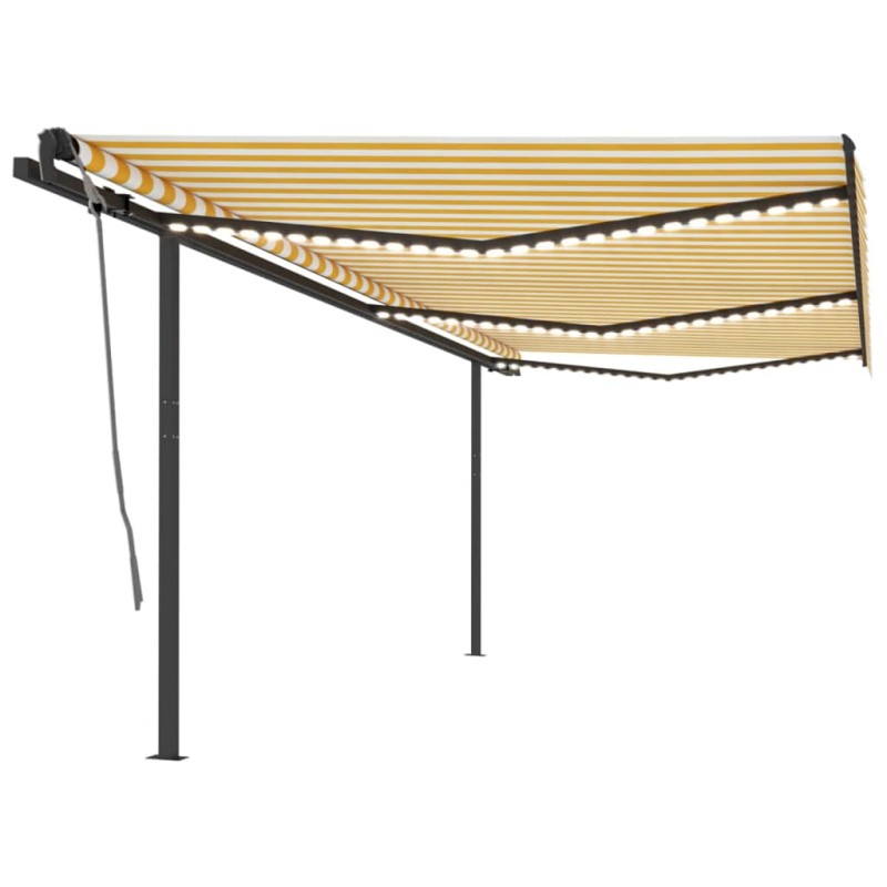 vidaXL Tenda Automatica con Sensore Vento e LED 6x3 m Gialla Bianca vidaXL Tenda Automatica con Sensore Vento e LED 6x3 m Gialla Bianca