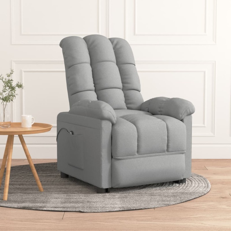 vidaXL Poltrona Elettrica Reclinabile Grigio Chiaro in Tessuto