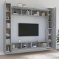 vidaXL Set Mobili Porta TV 8pz Grigio Sonoma in Legno Multistrato vidaXL Set Mobili Porta TV 8pz Grigio Sonoma in Legno Multistrato