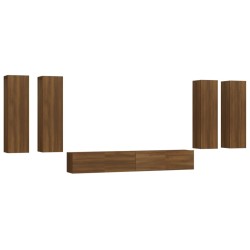 Set Mobili Porta TV 6 pz Rovere Marrone in Legno Multistrato