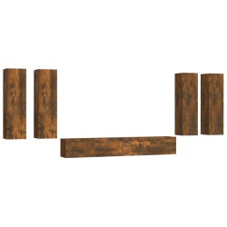 vidaXL Set di Mobili Porta TV 6 pz Rovere Fumo in Legno Multistrato