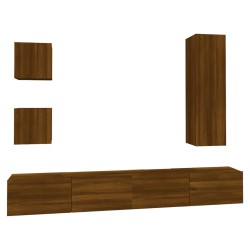 Set Mobili Porta TV 5 pz Rovere Marrone in Legno Multistrato