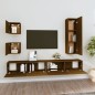 Set Mobili Porta TV 5 pz Rovere Marrone in Legno Multistrato Set Mobili Porta TV 5 pz Rovere Marrone in Legno Multistrato