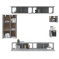Set di Mobili Porta TV 8 pz Grigio Sonoma in Legno Multistrato Set di Mobili Porta TV 8 pz Grigio Sonoma in Legno Multistrato
