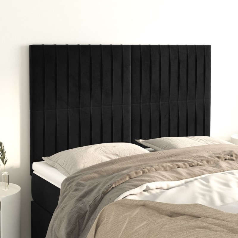 vidaXL Testiere 4 pz Nere 72x5x78/88 cm in Velluto vidaXL Testiere 4 pz Nere 72x5x78/88 cm in Velluto