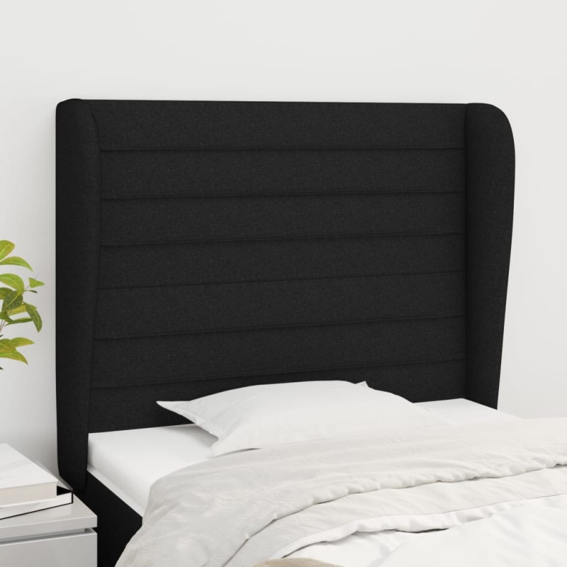 vidaXL Testiera ad Orecchio Nera 83x23x118/128 cm in Tessuto vidaXL Testiera ad Orecchio Nera 83x23x118/128 cm in Tessuto