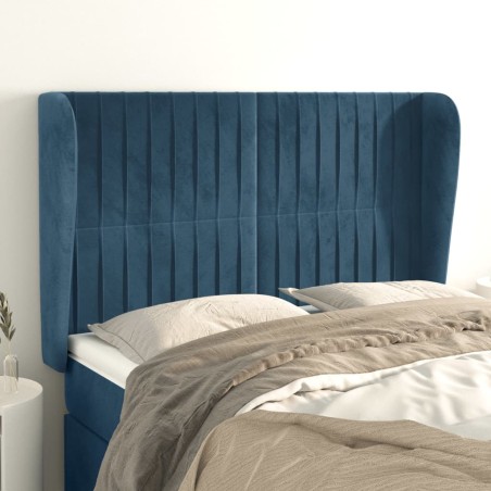 vidaXL Testiera ad Orecchio Blu Scuro 147x23x118/128cm in Velluto