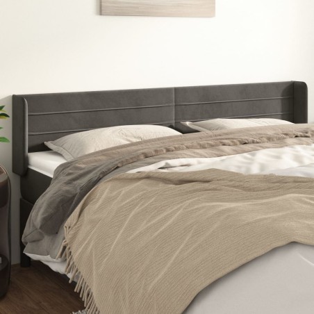 vidaXL Testiera ad Orecchio Grigio Scuro 163x16x78/88 cm in Velluto