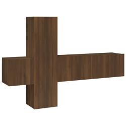 Set Mobili Porta TV 3 pz Rovere Marrone in Legno Multistrato