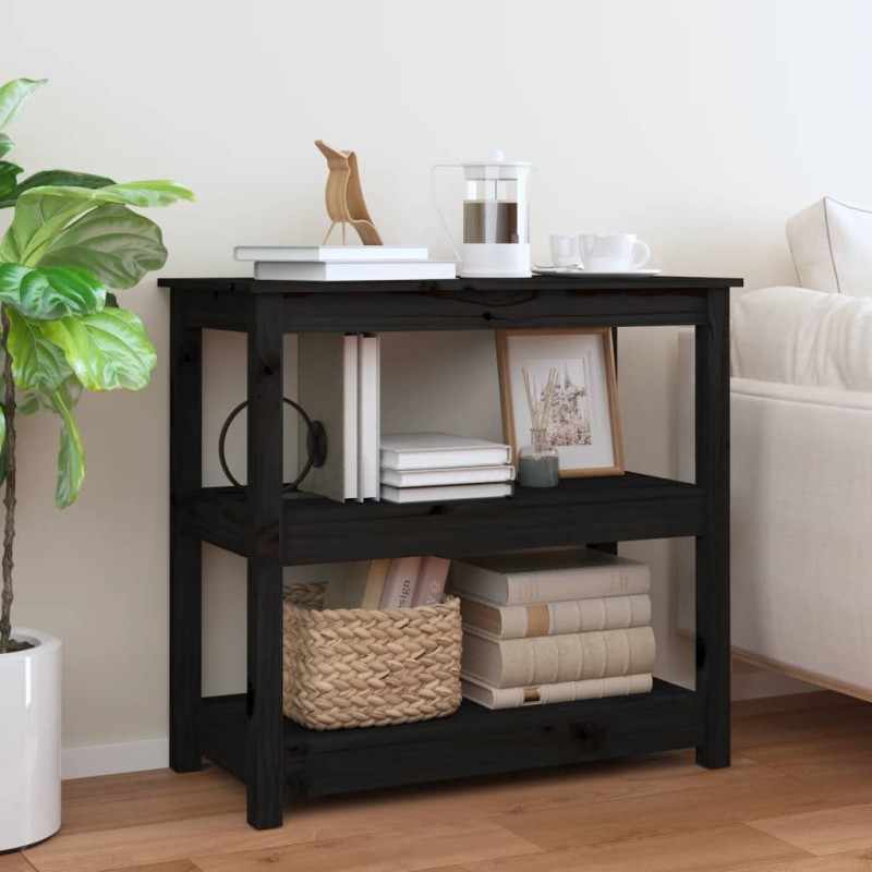 Tavolo Consolle Nero 80x40x74 cm in Legno Massello di Pino Tavolo Consolle Nero 80x40x74 cm in Legno Massello di Pino