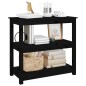 Tavolo Consolle Nero 80x40x74 cm in Legno Massello di Pino Tavolo Consolle Nero 80x40x74 cm in Legno Massello di Pino