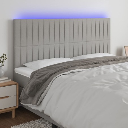 vidaXL Testiera a LED Grigio Chiaro 200x5x118/128 cm in Tessuto
