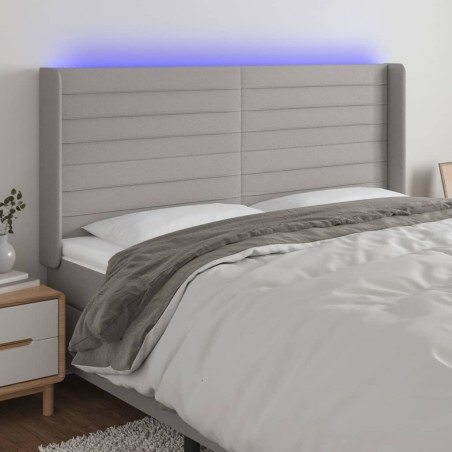vidaXL Testiera a LED Grigio Chiaro 163x16x118/128 cm in Tessuto