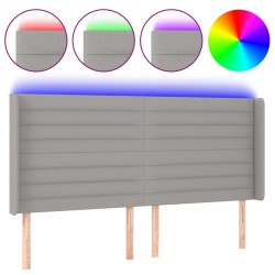 vidaXL Testiera a LED Grigio Chiaro 163x16x118/128 cm in Tessuto