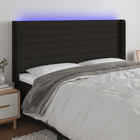 vidaXL Testiera a LED Nera 163x16x118/128 cm in Tessuto