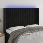 Testiera a LED Nera 147x16x118/128 cm in Velluto Testiera a LED Nera 147x16x118/128 cm in Velluto