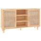 Credenza Marrone 105x30x60cm Massello di Pino e Rattan Naturale Credenza Marrone 105x30x60cm Massello di Pino e Rattan Naturale