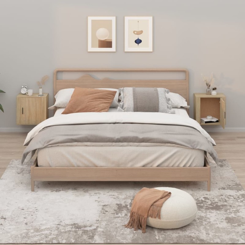 vidaXL Comodini a Muro 2 pz Rovere Sonoma 50x30x47 cm vidaXL Comodini a Muro 2 pz Rovere Sonoma 50x30x47 cm