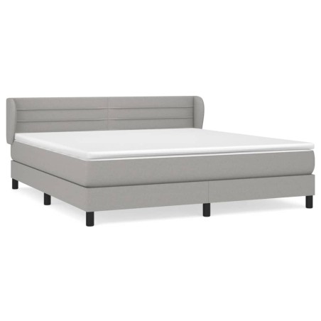vidaXL Giroletto a Molle con Materasso Grigio Chiaro160x200 cm Tessuto