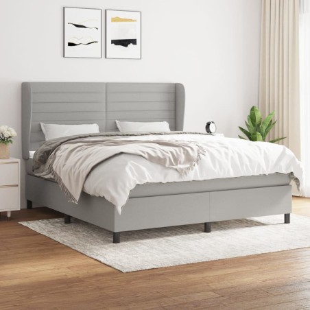 vidaXL Giroletto a Molle con Materasso Grigio Chiaro160x200 cm Tessuto