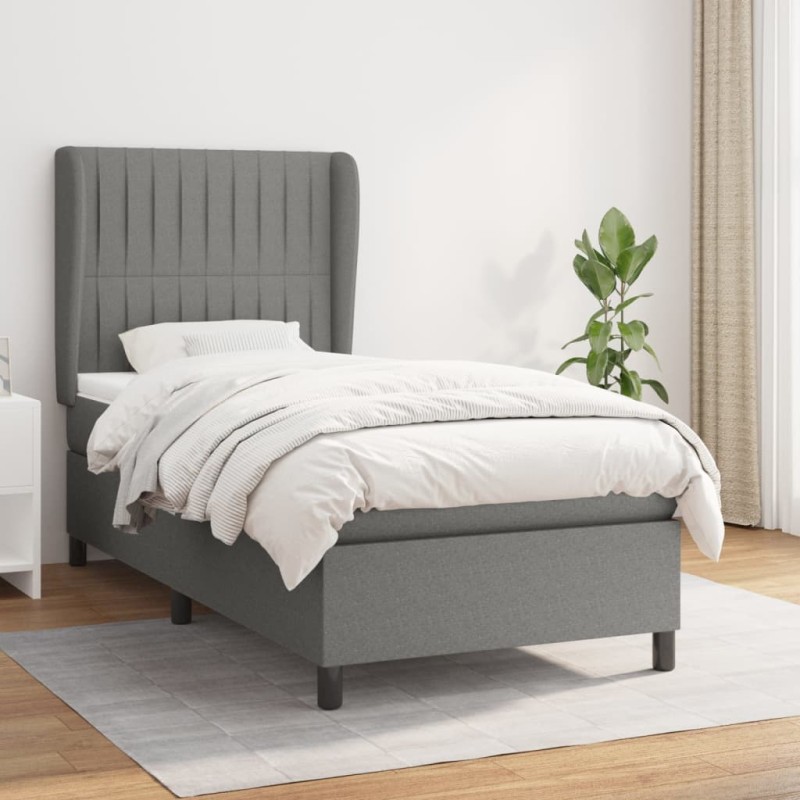 vidaXL Giroletto a Molle con Materasso Grigio Scuro 100x200 cm Tessuto