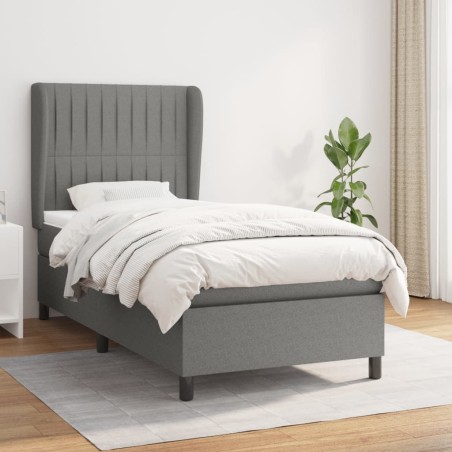 vidaXL Giroletto a Molle con Materasso Grigio Scuro 100x200 cm Tessuto
