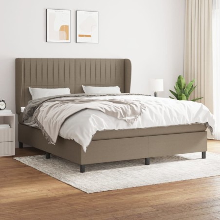 vidaXL Giroletto a Molle con Materasso Tortora 160x200 cm in Tessuto