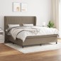 vidaXL Giroletto a Molle con Materasso Tortora 160x200 cm in Tessuto