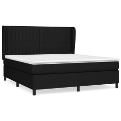 vidaXL Giroletto a Molle con Materasso Nero 160x200 cm in Tessuto