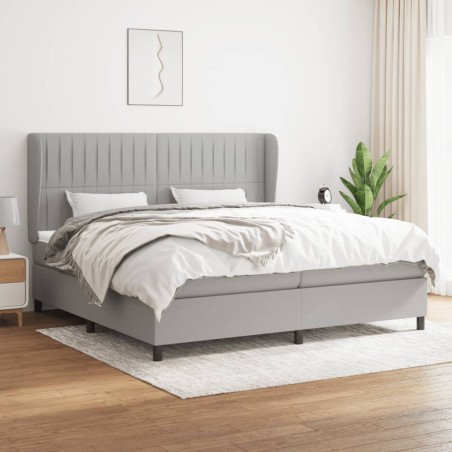 vidaXL Giroletto a Molle con Materasso Grigio Chiaro 200x200cm Tessuto