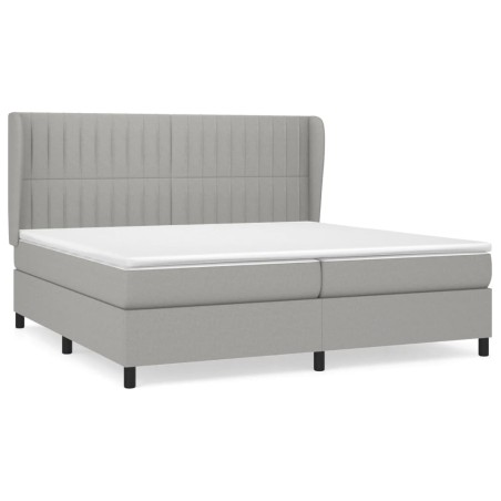 vidaXL Giroletto a Molle con Materasso Grigio Chiaro 200x200cm Tessuto