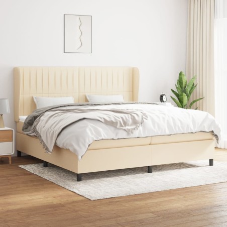 vidaXL Giroletto a Molle con Materasso Crema 200x200 cm in Tessuto
