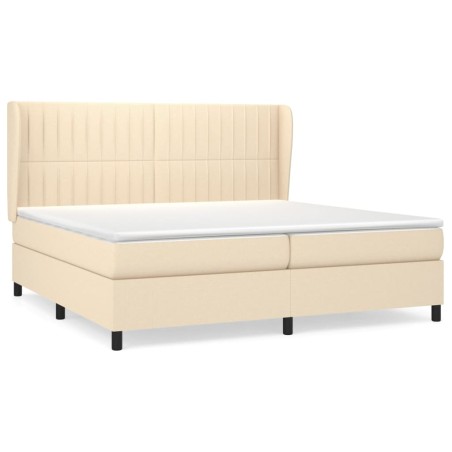 vidaXL Giroletto a Molle con Materasso Crema 200x200 cm in Tessuto