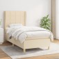 vidaXL Giroletto a Molle con Materasso Crema 90x200 cm inTessuto