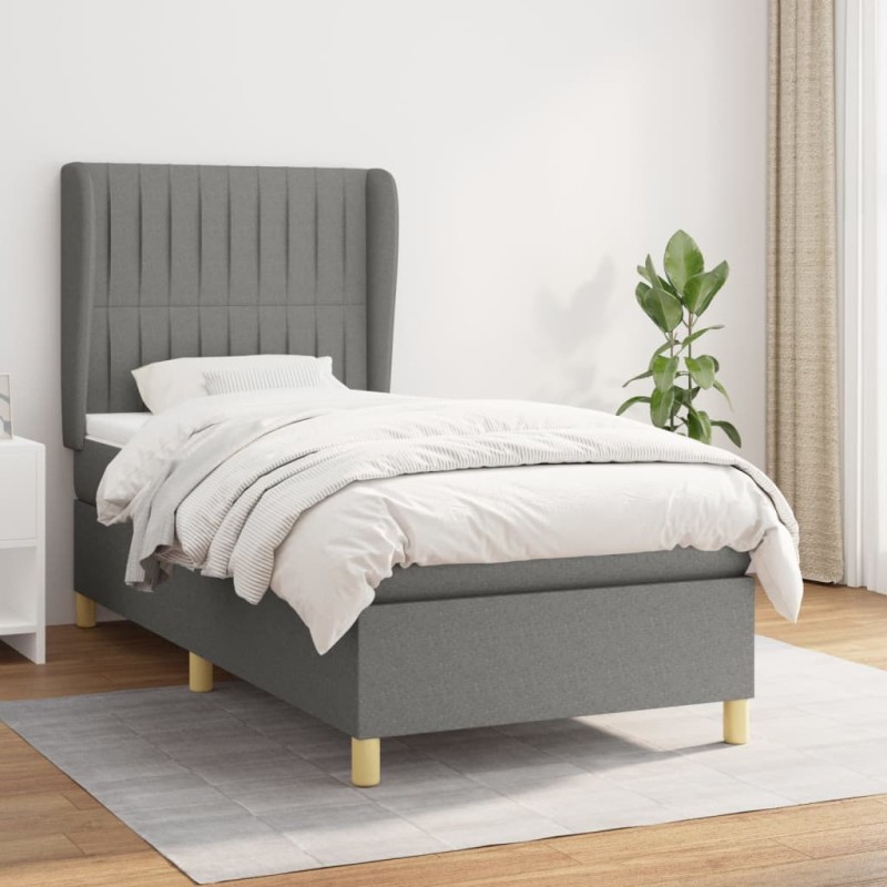 vidaXL Giroletto a Molle con Materasso Grigio Scuro 80x200 cm Tessuto