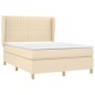 vidaXL Giroletto a Molle con Materasso Crema 140x200 cm in Tessuto