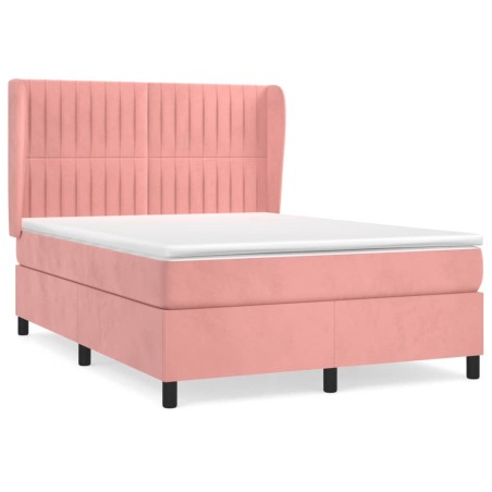 Giroletto a Molle con Materasso Rosa 140x190 cm in Velluto