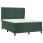 Giroletto a Molle con Materasso Verde Scuro 140x190 cm Velluto