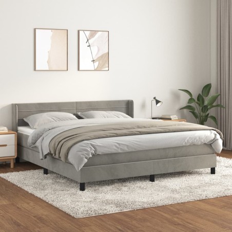 vidaXL Giroletto a Molle con Materasso Grigio Chiaro 160x200cm Velluto