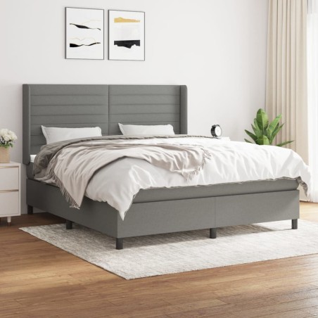 vidaXL Giroletto a Molle con Materasso Grigio Scuro 160x200 cm Tessuto