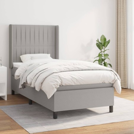vidaXL Giroletto a Molle con Materasso Grigio Chiaro100x200 cm Tessuto