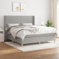vidaXL Giroletto a Molle con Materasso Grigio Chiaro160x200 cm Tessuto