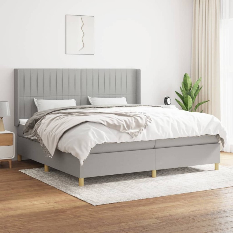vidaXL Giroletto a Molle con Materasso Grigio Chiaro 200x200cm Tessuto