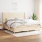 vidaXL Giroletto a Molle con Materasso Crema 200x200 cm in Tessuto