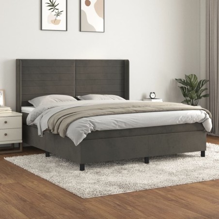 vidaXL Giroletto a Molle con Materasso Grigio Scuro 160x200 cm Velluto