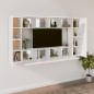 Set Mobili Porta TV 8pz Bianco Lucido in Legno Multistrato Set Mobili Porta TV 8pz Bianco Lucido in Legno Multistrato