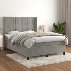vidaXL Giroletto a Molle con Materasso Grigio Chiaro 140x190cm Velluto
