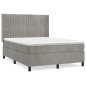 vidaXL Giroletto a Molle con Materasso Grigio Chiaro 140x190cm Velluto