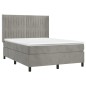 vidaXL Giroletto a Molle con Materasso Grigio Chiaro 140x190cm Velluto