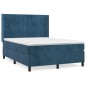 vidaXL Giroletto a Molle con Materasso Blu Scuro 140x200 cm in Velluto